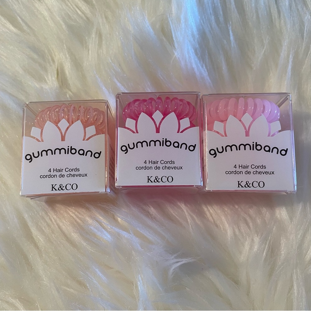 Gummiband Hair Cords Set - Pink and Orange